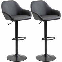 HOMCOM Adjustable Bar Stools Set Of 2 PU Leather And Steel Base Black, Black