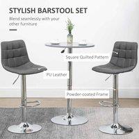 HOMCOM Adjustable Set Of 2 Bar Stools With 360 Swivel Grey, Grey