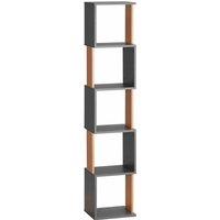 HOMCOM Freestanding Modern 5-tier Bookshelf Dark Grey