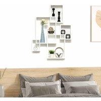 HOMCOM Floating Shelves Wall Mounted Interlocking Cube Shelves White, White