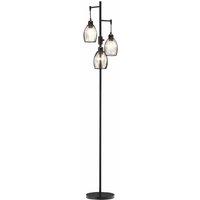 HOMCOM 170Cm Industrial 3-light Dimmable Floor Lamp With Steel Lampshades Black, Black