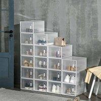 HOMCOM 18Pcs Clear Shoe Box For UK Eu Size Up To 8.5 43 With Magnetic Door For Women Men 25 X 35 X 19Cm