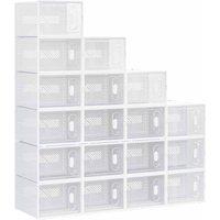 HOMCOM 18Pcs Clear Shoe Box For UK Eu Size Up To 12 46 With Magnetic Door For Women Men 28 X 36 X 21Cm