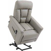 HOMCOM Power Lift Chair PU Leather Recliner Sofa Chair With Remote Control Side Pocket Grey, Grey
