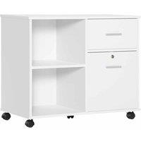 Vinsetto Mobile Printer Stand With Open Shelves And Lockable Drawer For A4 Size Documents White