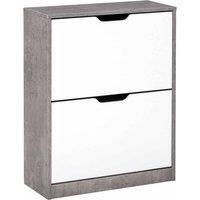 HOMCOM Two Drawer Shoe Cabinet With Groove Handles Adjustable Shelves
