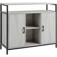 HOMCOM Modern Sideboard Steel Frame Storage Cabinet With 2 Doors Light Grey