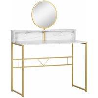 HOMCOM Modern Dressing Table With Round Mirror White, Multi