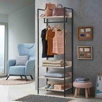 Zahra Open Wardrobe With Four Shelves - Ash Oak, Brown