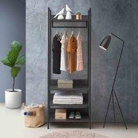 Zahra Open Wardrobe With Four Shelves - Black, Black