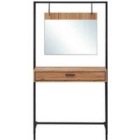 Zahra Urban Bedroom Dressing Vanity Makeup Table Mirror And Drawer - Wotan Oak, Brown