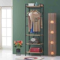 Claire Open Wardrobe With 4 Shelves - Riviera Oak, Brown