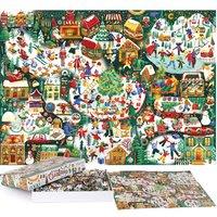 Bopster Christmas Illustrated Jigsaw Puzzle 1000 Pcs, Multi
