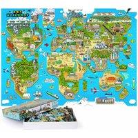 Bopster 8-bit World Map Pixel Jigsaw Puzzle 180Pcs, Multi