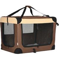 PawHut 81cm Foldable Pet Carrier for Cats/Medium Dogs - Brown, Brown