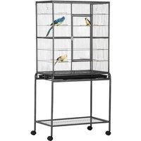 PawHut Metal Bird Cage for Parakeets, Black