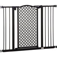 PawHut 74-105 cm Pet Safety Stair Gate - Black, Black