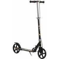 Homcom Foldable Kick Scooter W Adjustable Height Break Big Wheels Black, Black