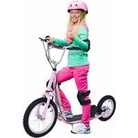Homcom Teen Scooter Adjustable Height Dual Brakes Rubber Wheels Kickstand Pink, Pink