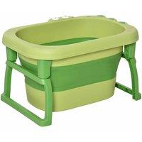 Homcom Foldable Baby Bathtub For Newborns Infants Toddlers W Stool - Green, Green