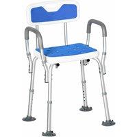 Homcom Eva Padded Shower Stool With Back And Arms Blue, Blue