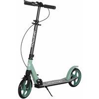 Homcom Folding Kick Scooter For 14 W Adjustable Height Dual Brake System Green And Black, Green