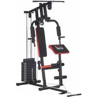 Homcom Multi Home Gym Machine With 66Kg Weights Red