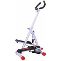 Homcom Foldable Adjustable Step Machine W Handlebar Lcd Display Red, Red