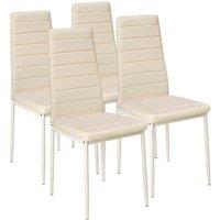 Tectake 4 Dining Chairs Cream Synthetic Leather - Beige, Cream