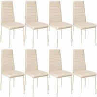 Tectake 8 Dining Chairs Cream Synthetic Leather - Beige, Cream