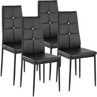 Tectake 4 Dining Chairs w/ Rhinestones - Black, Black