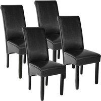 Tectake 4 Dining Chairs w/ Ergonomic Seat Shape - Black And High Gloss Solid Hardwood, Black