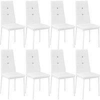 Tectake 8 Dining Chairs w/ Rhinestones - White, White
