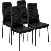 Tectake 4 Dining Chairs - Synthetic Leather Black, Black
