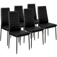 Tectake 6 Dining Chairs - Synthetic Leather Black, Black