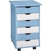 Tectake Child Filing Cabinet Chest On Wheels w/ 6 Drawers - Blue, Blue