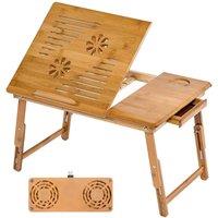 TecTake Wooden Laptop Bed Table With Usb Dual Fans 55X35X26Cm - Brown