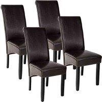 Tectake 4 Dining Chairs w/ Ergonomic Seat Shape - Brown, Brown