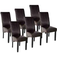 Tectake 6 Dining Chairs w/ Ergonomic Seat Shape - Brown, Brown