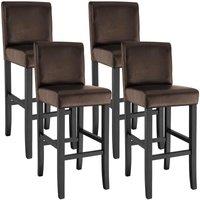 Tectake 4 Breakfast Bar Stools Made Of Artificial Leather - Brown, Brown