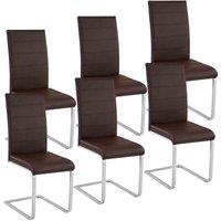 Tectake 6 Dining Rocking Chairs - Brown, Brown