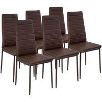 Tectake 6 Dining Chairs Synthetic Leather - Cappuccino Brown, Brown