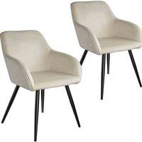 Tectake 2 Marilyn Velvet-look Chairs - Cream And Black, Cream