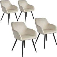 Tectake 4 Marilyn Velvet-look Chairs - Cream And Black, Cream