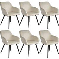 Tectake 6 Marilyn Velvet-look Chairs - Cream And Black, Cream