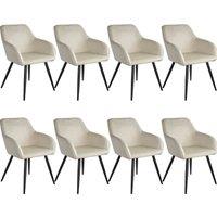 Tectake 8 Marilyn Velvet-look Chairs - Cream And Black, Cream