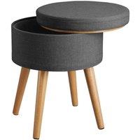 Tectake Yara Upholstered Chair Stool w/ Storage Space In Linen Look - Grey, Grey