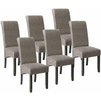 Tectake 6 Elegant Dining Chairs w/ Ergonomic Seat Shape - Grey, Grey