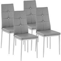 Tectake 4 Dining Chairs w/ Rhinestones - Grey, Grey