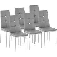 Tectake 6 Dining Chairs w/ Rhinestones - Grey, Grey